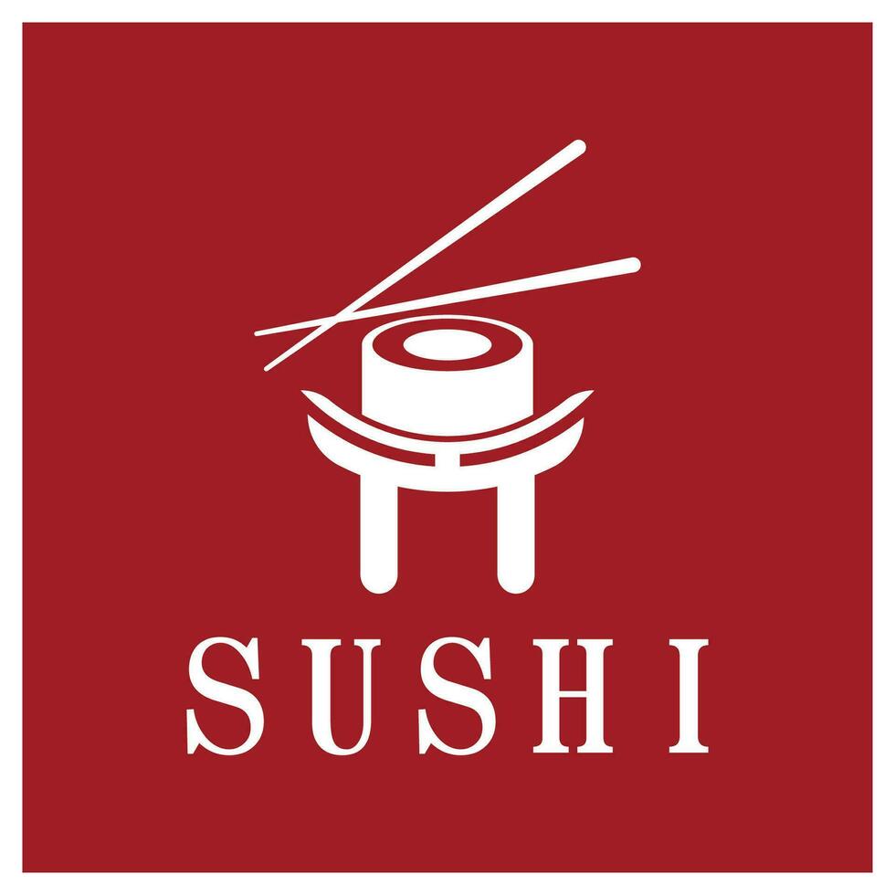 sushi logotyp mall vektor ikon japansk mat