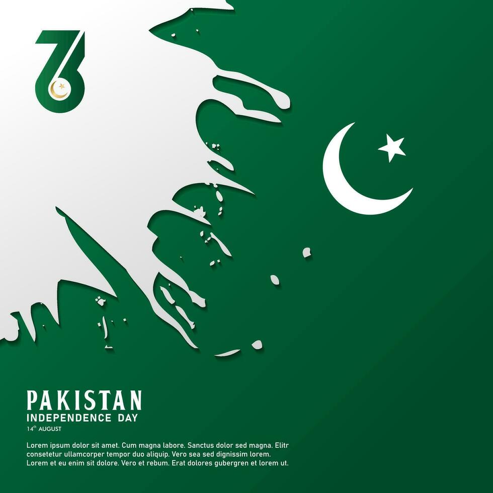 glücklich Unabhängigkeit Tag Republik von Pakistan, 14 August. Gruß Karte mit Weiß und Grün Farben Design vektor