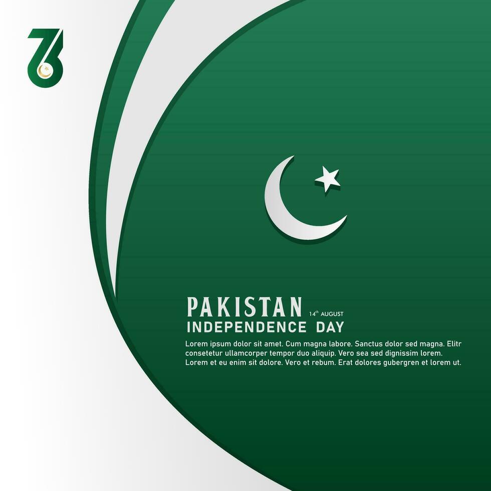 glücklich Unabhängigkeit Tag Republik von Pakistan, 14 August. Gruß Karte mit Weiß und Grün Farben Design vektor