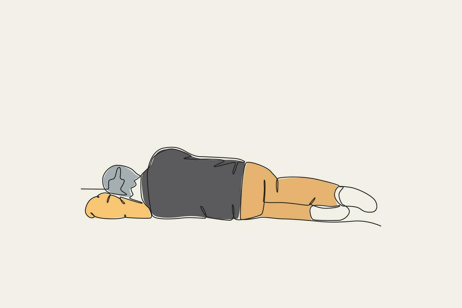 Farbe Illustration von ein obdachlos Mann Schlafen auf das Straße vektor