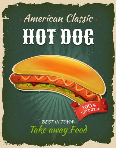 Retro Snabbmat Hot Dog Poster vektor