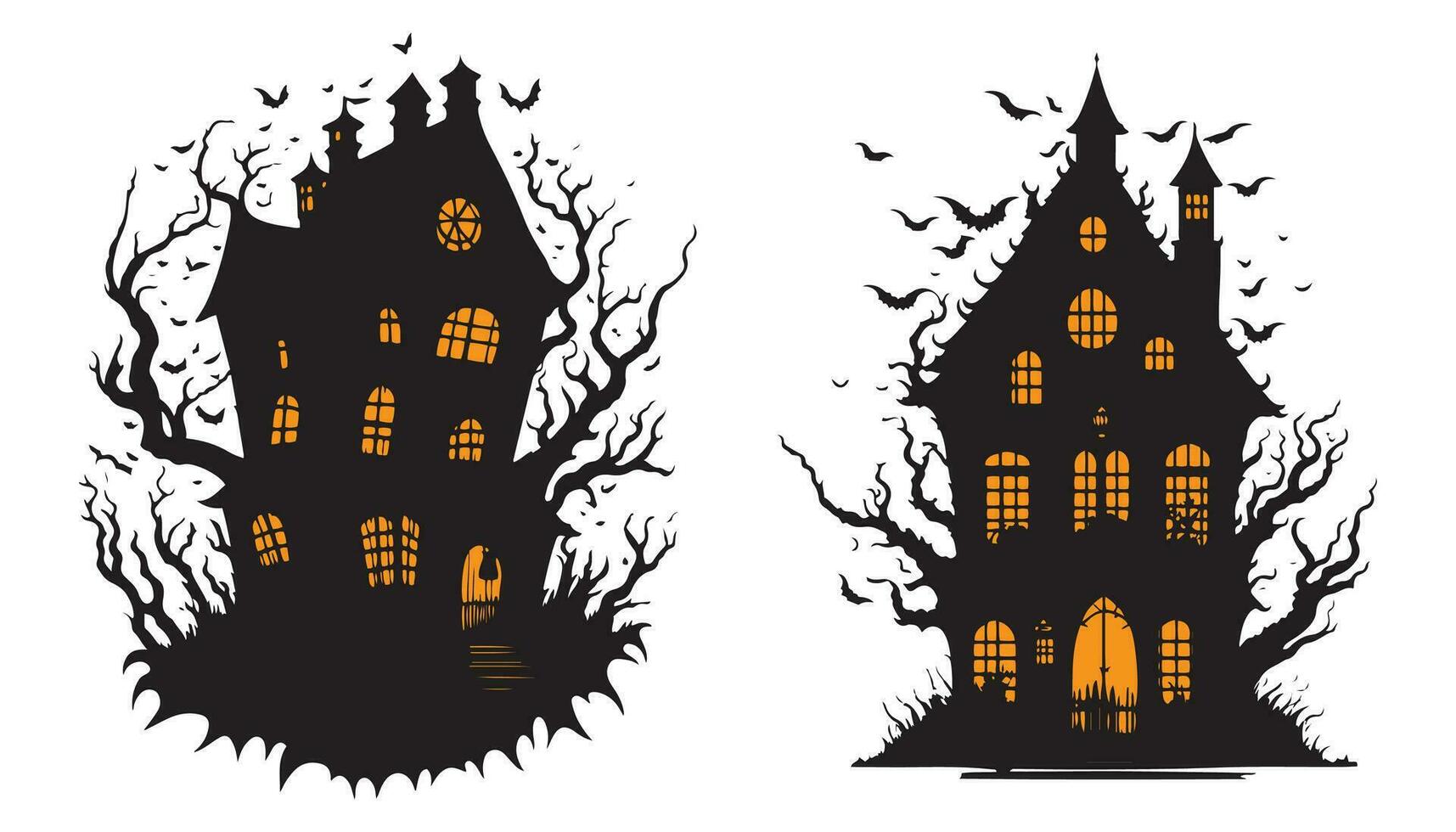 Lycklig halloween skrämmande spöke hus med fladdermöss vektor illustration, halloween natt skrämmande hus illustration