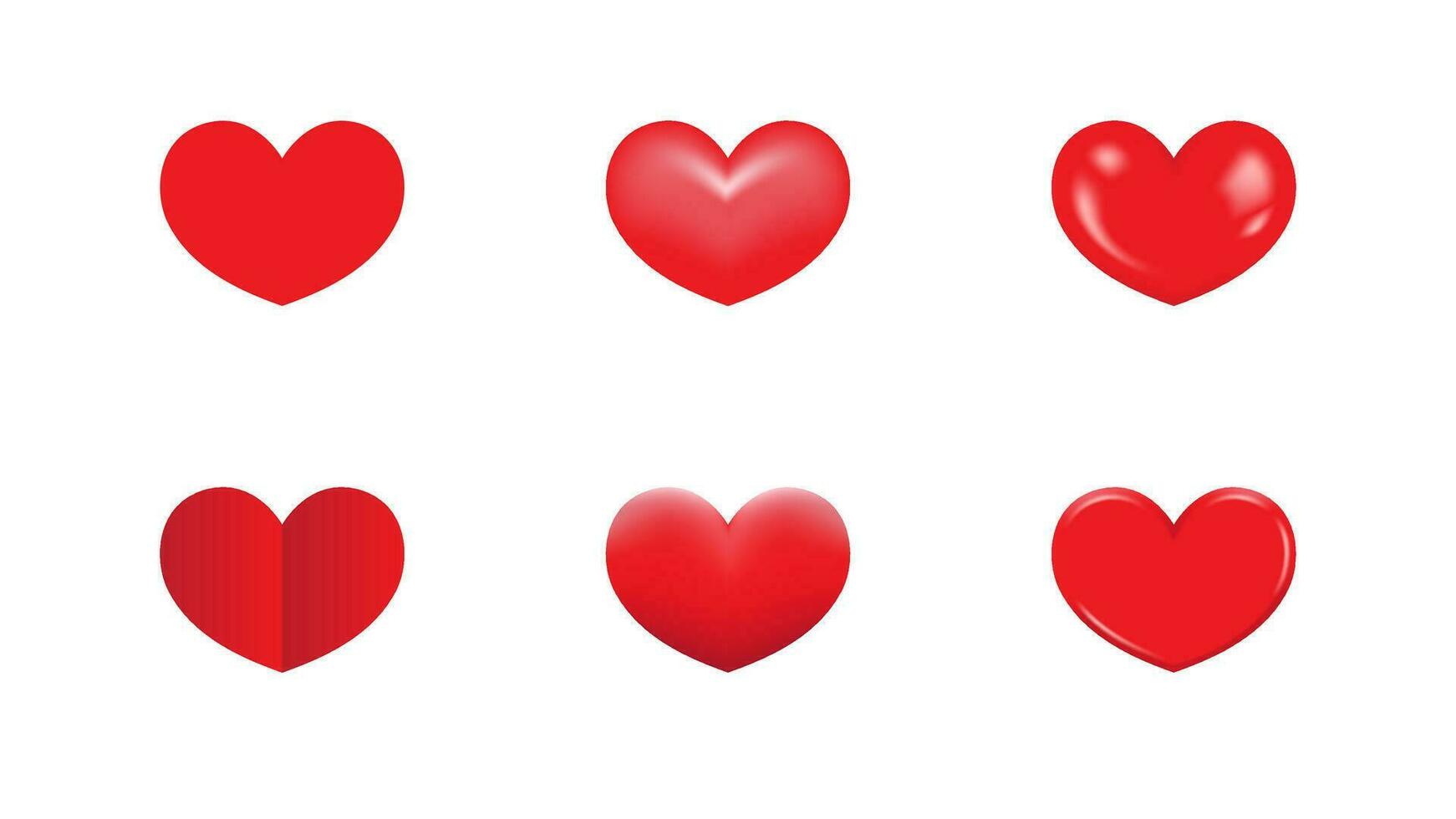 en uppsättning 3d röd hjärta ikon på vit bakgrund vektor