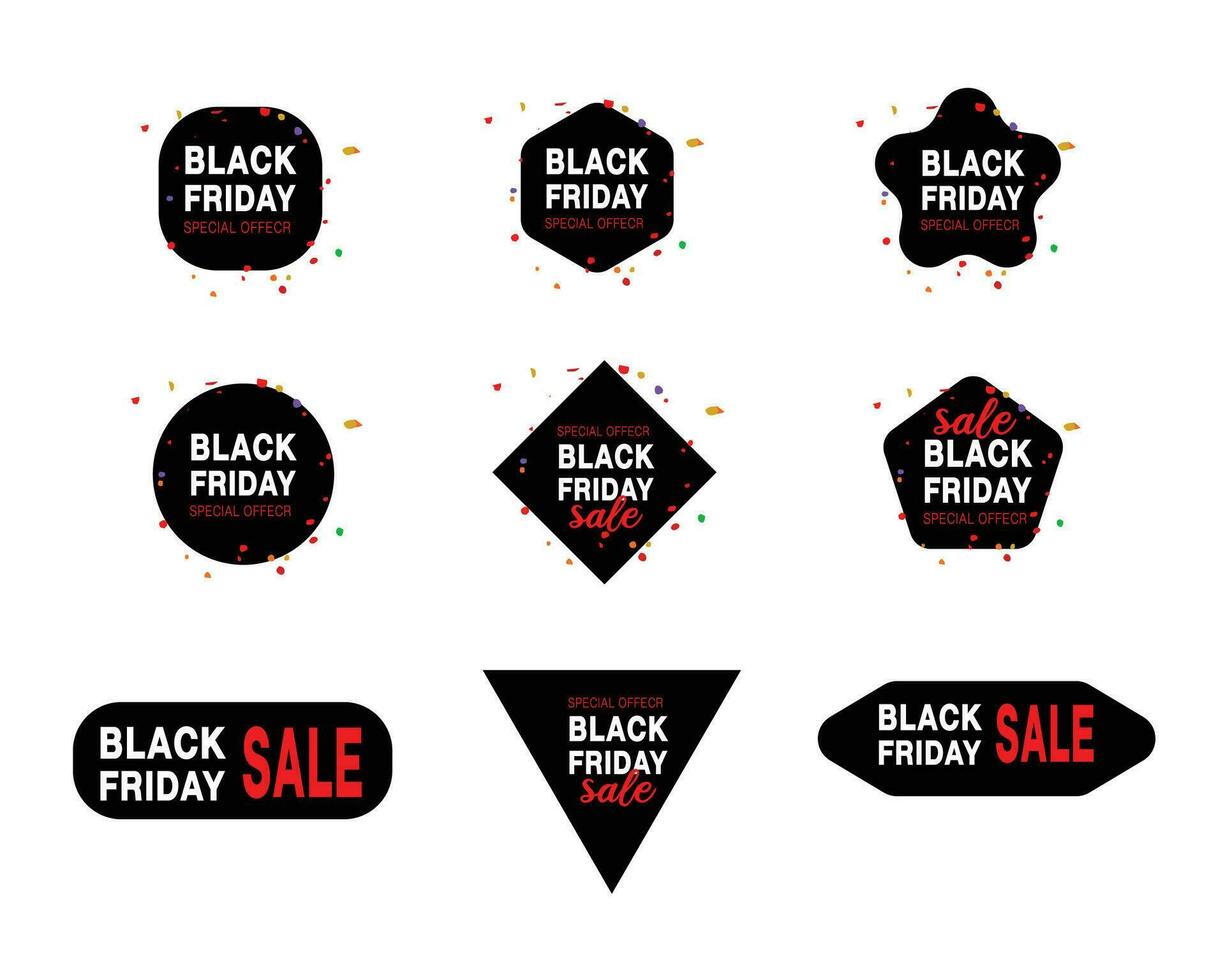schwarz Freitag Verkauf Etikett, Preis Etiketten, Verkauf Stichworte vektor