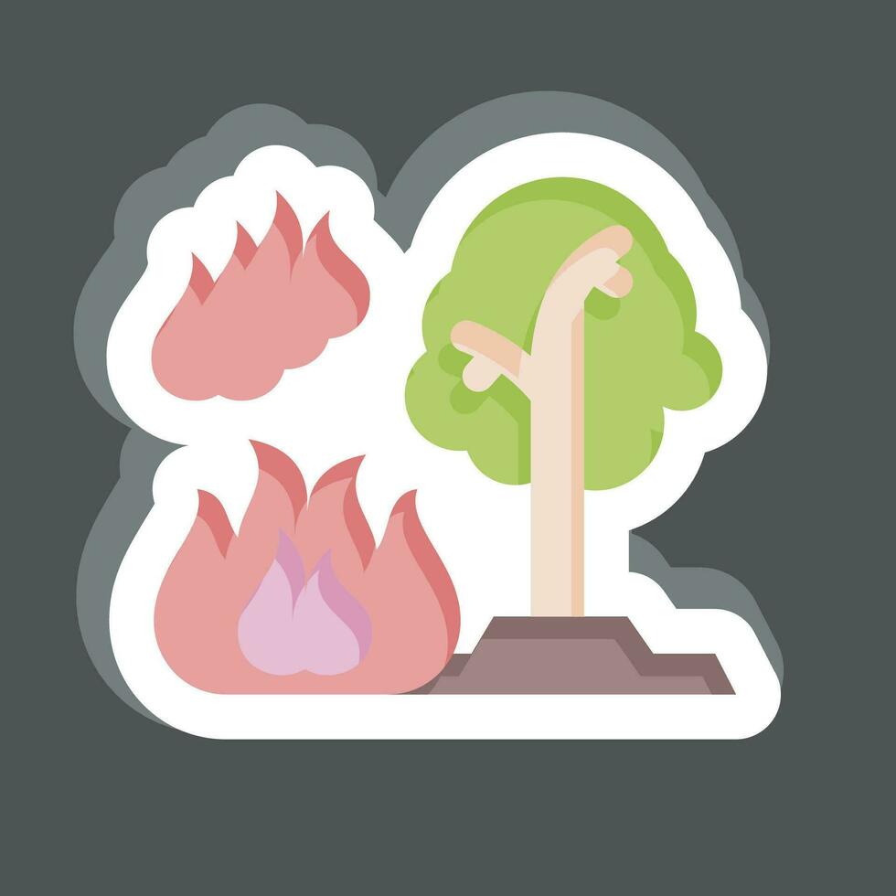 Aufkleber Wald Feuer. verbunden zu nuklear Symbol. einfach Design editierbar. einfach Illustration vektor