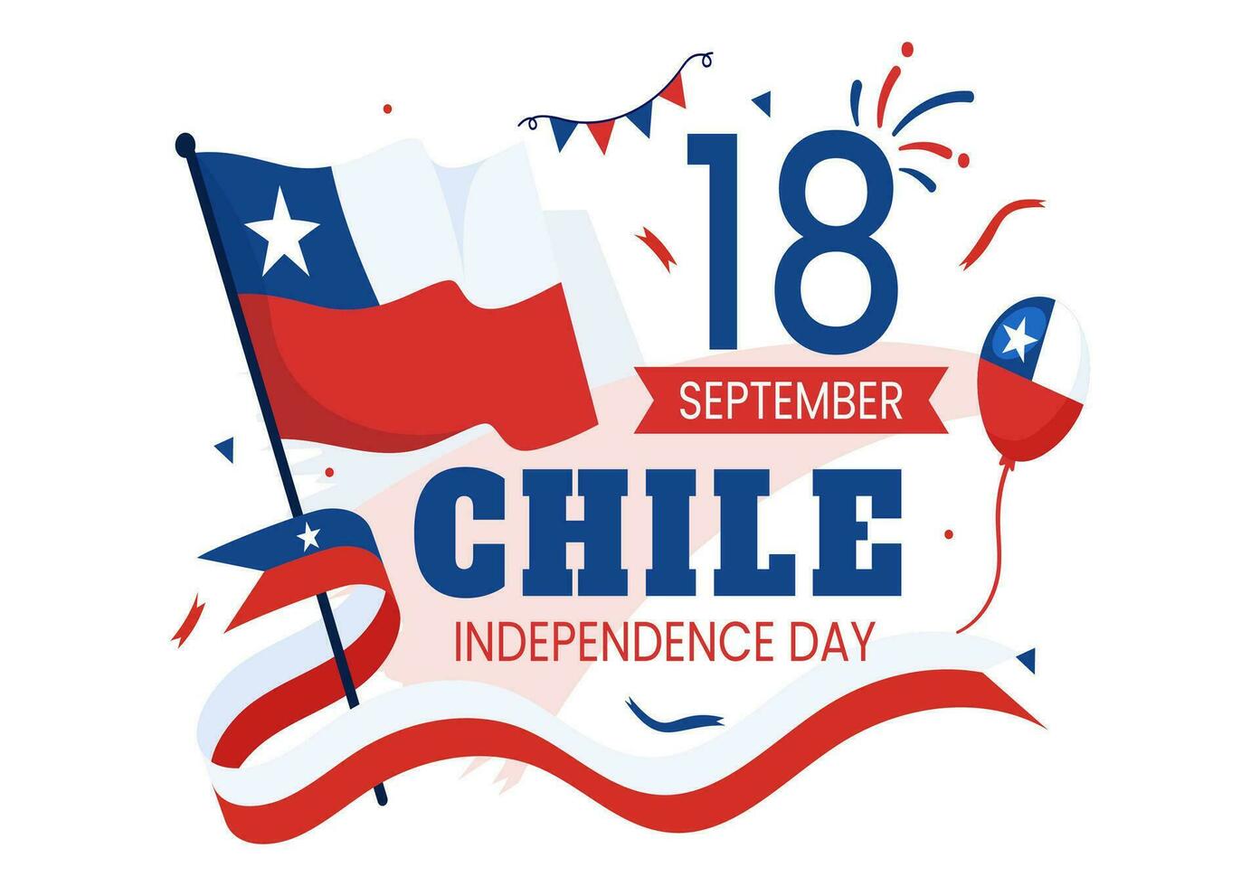 chile oberoende dag vektor illustration av fester patrias firande med vinka flagga i nationell Semester platt tecknad serie hand dragen mallar