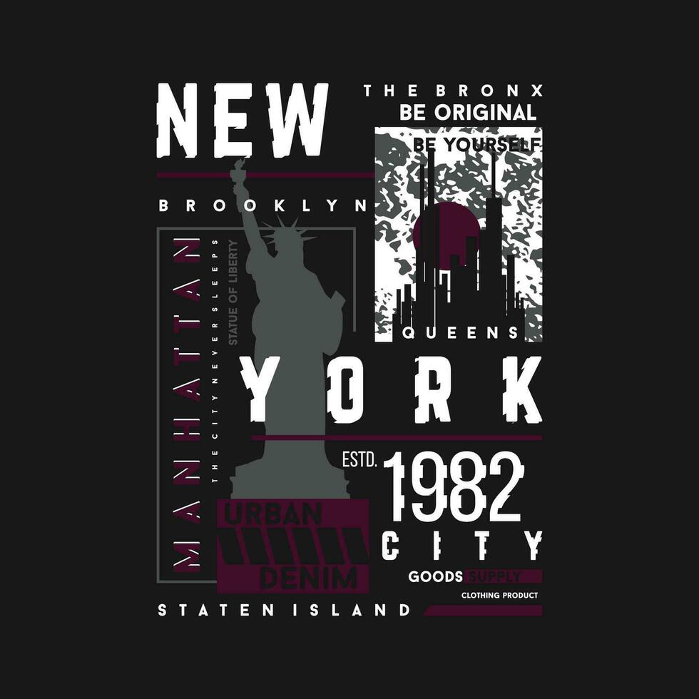 manhattan ny york typografi slogan grafisk, t skjorta vektor, illustration, för Häftigt tillfällig herr stil vektor