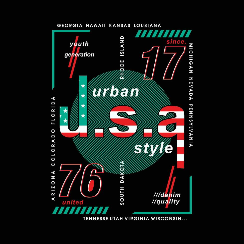 USA städtisch Stil Typografie Vektor, Grafik Design, Mode Illustration, zum beiläufig Stil drucken t Hemd vektor