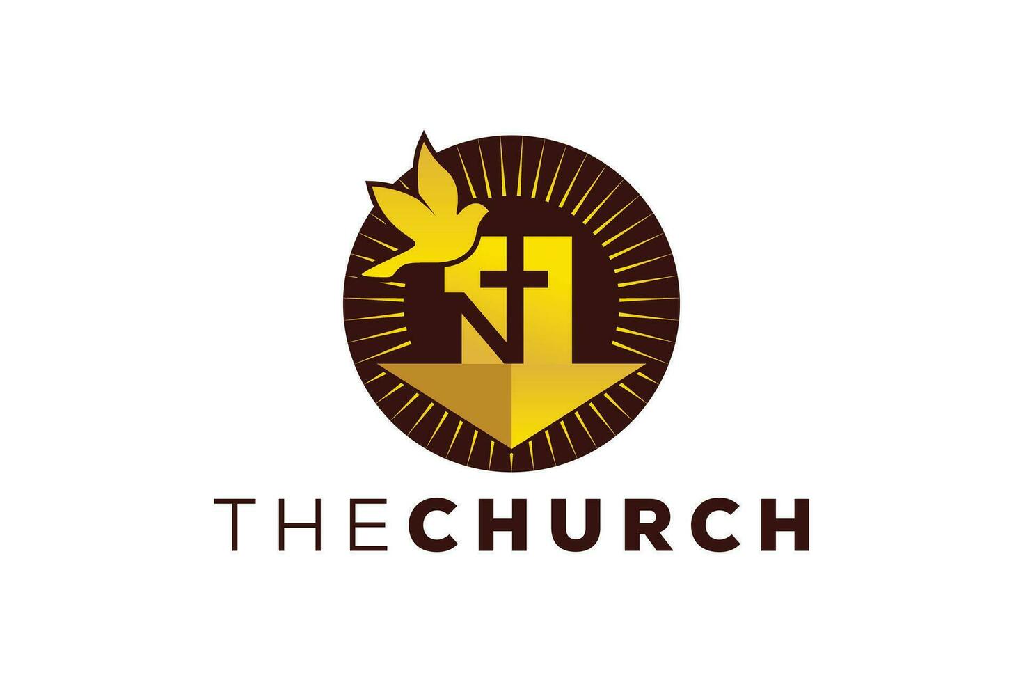 trendig och professionell brev n kyrka tecken kristen och fredlig vektor logotyp