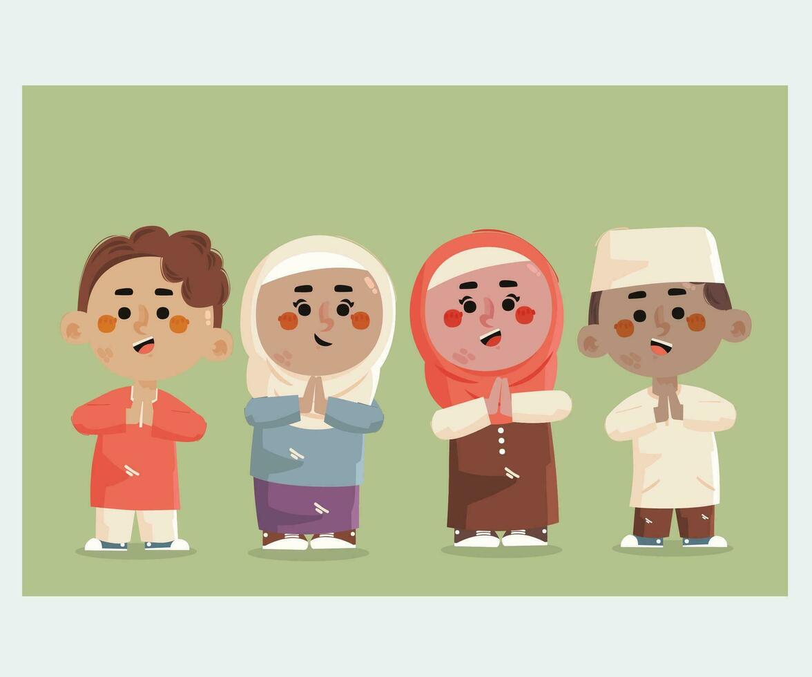 Muslim Kinder Junge und Mädchen Sammlung Illustration vektor