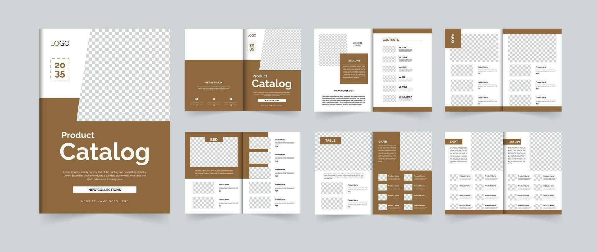 Möbel Produkt Katalog Vorlage Design oder Unternehmen Katalog oder Produkt Katalog Layout Design vektor