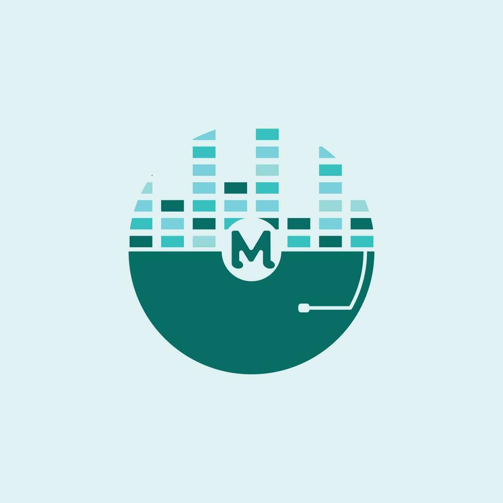 musik logotyp ikon mall, musikalisk notera och vinyl spela in vektor, utjämnare illustration design vektor