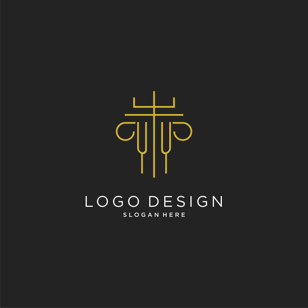 yy Initiale mit Monoline Säule Logo Stil, Luxus Monogramm Logo Design zum legal Feste vektor