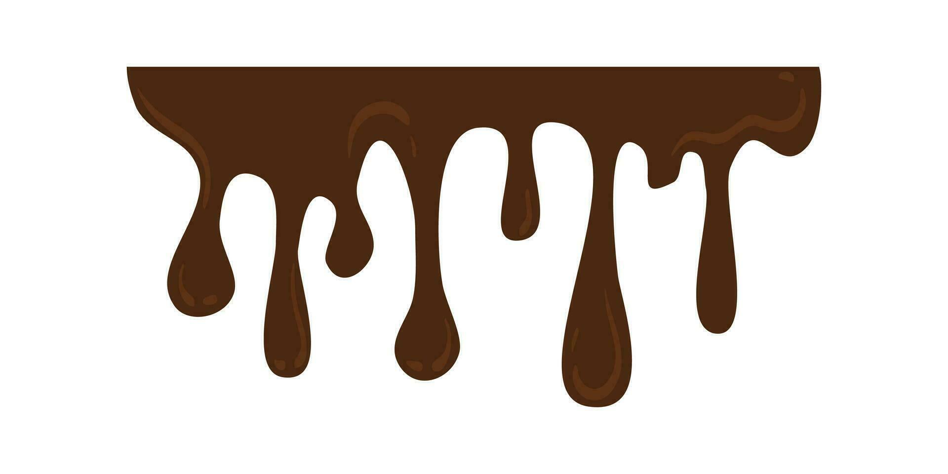 hand dragen smältande choco illustration. choklad droppar och blottar. isolerat sömlös repeterbar smält brun och vit choklad strömma ner vektor