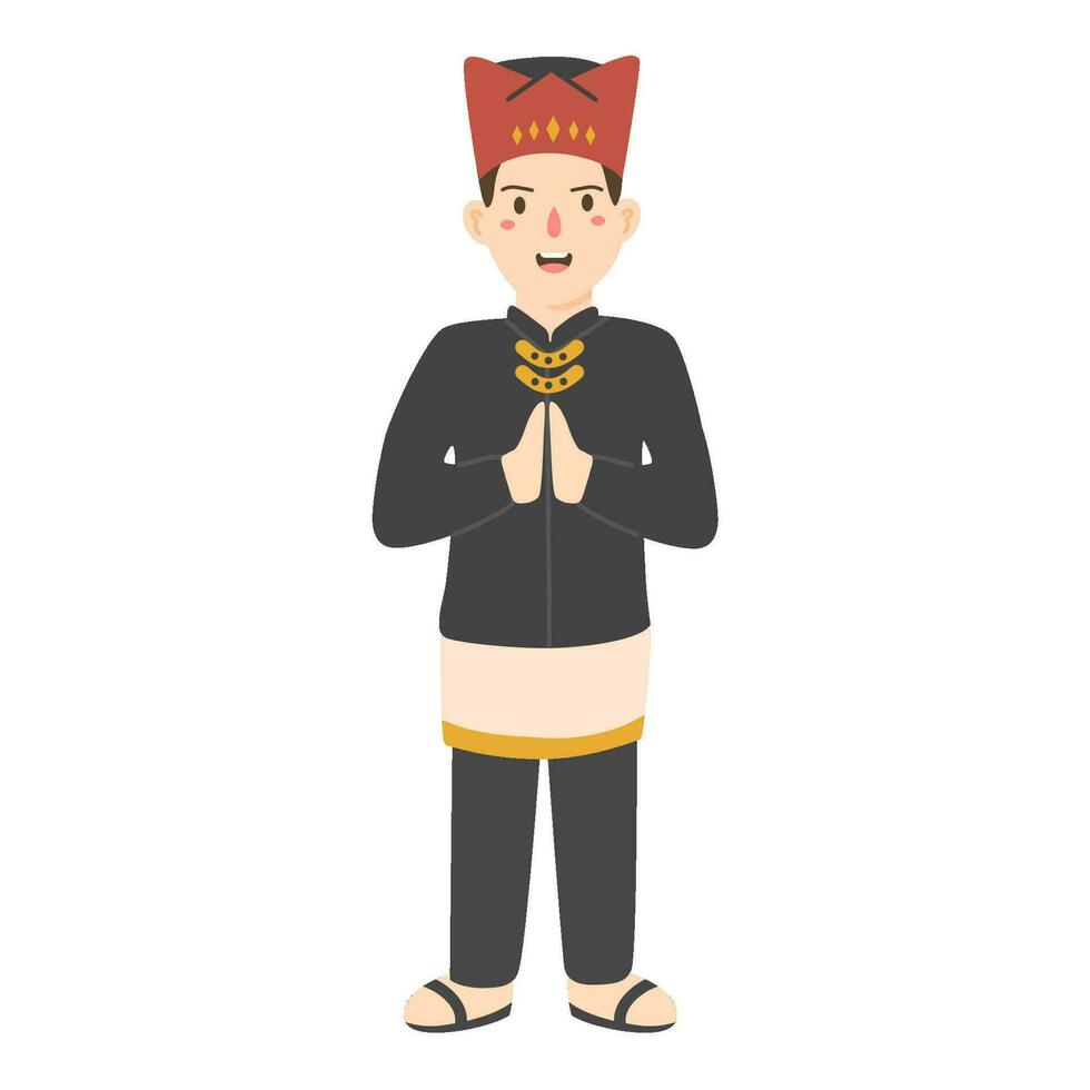 Mann tragen Sumatera utara traditionell Stoff vektor