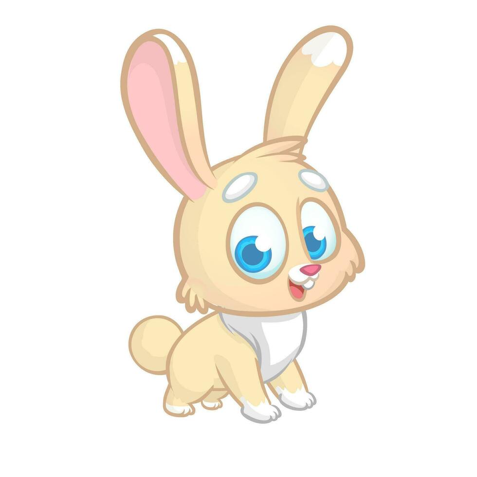 Lycklig kanin tecknad serie isolerat på vit bakgrund. vektor illustration av en söt kanin.