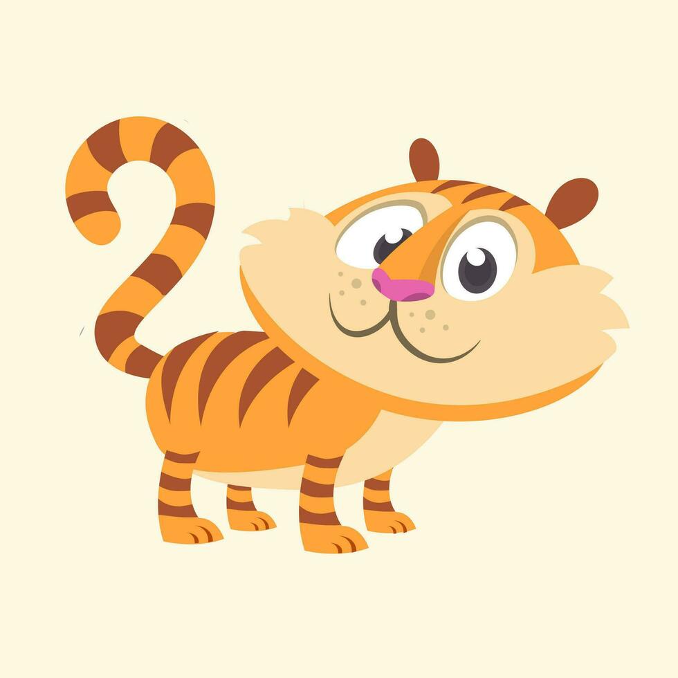 tecknad serie tiger ikon. platt ljus Färg förenklad vektor illustration