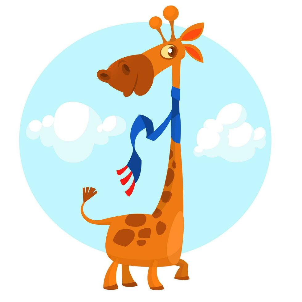 Karikatur komisch Giraffe. Vektor Illustration von afrikanisch Savanne Giraffe