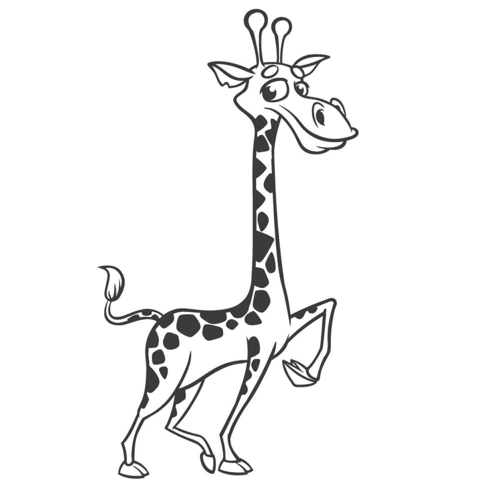 Karikatur Giraffe. Vektor Illustration von komisch süß Giraffe. T-Shirt spotten oben