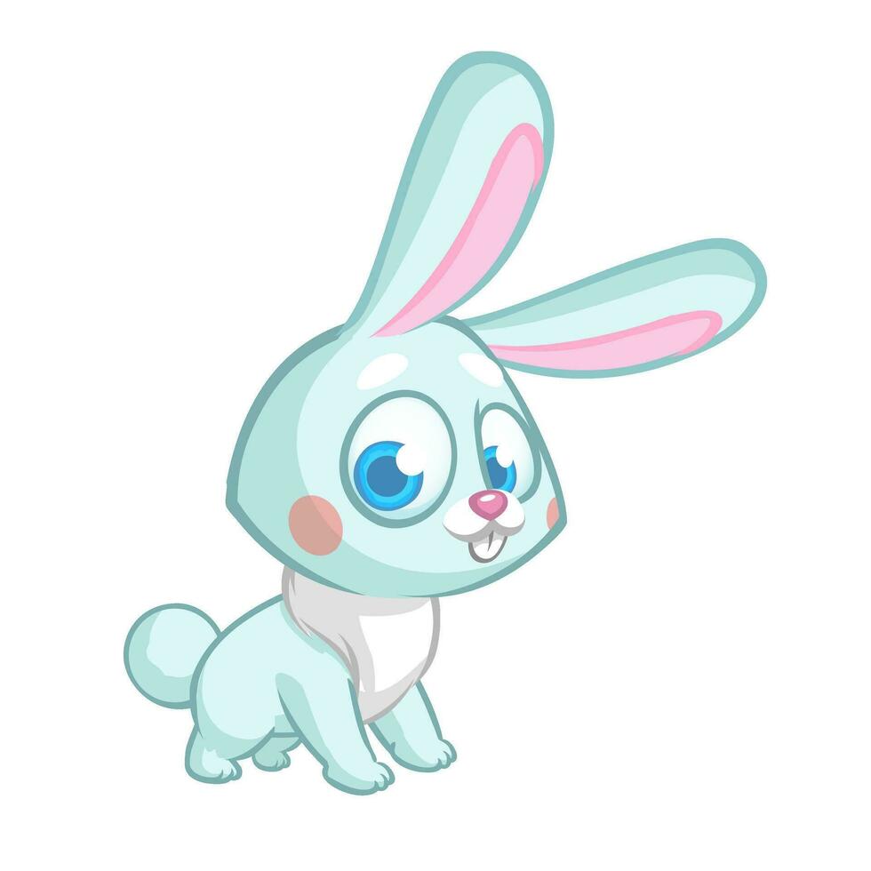 Lycklig kanin tecknad serie isolerat på vit bakgrund. vektor illustration av en söt kanin.
