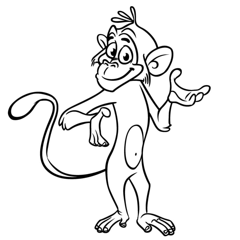 Karikatur komisch Schimpanse Affe winken vektor