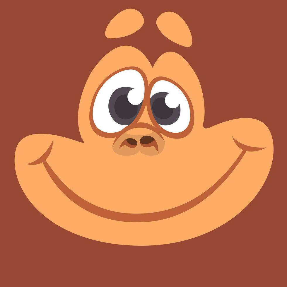 tecknad serie Lycklig apa ansikte avatar. vektor illustration