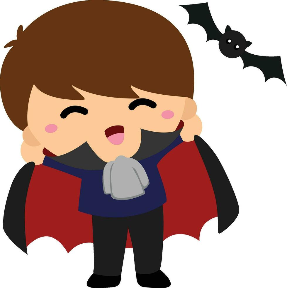 söt barn vampyr halloween kostym tecknad serie illustration vektor ClipArt klistermärke
