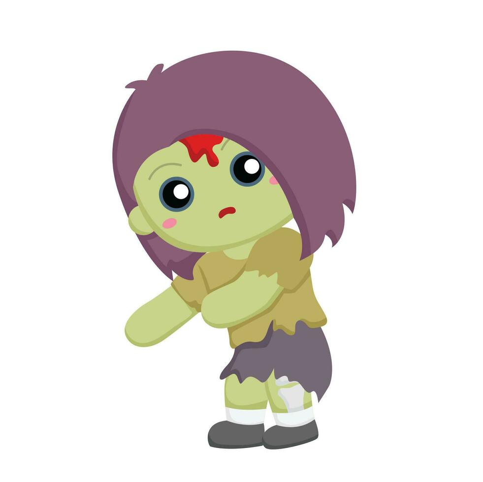 söt zombie barn halloween kostym tecknad serie illustration vektor ClipArt