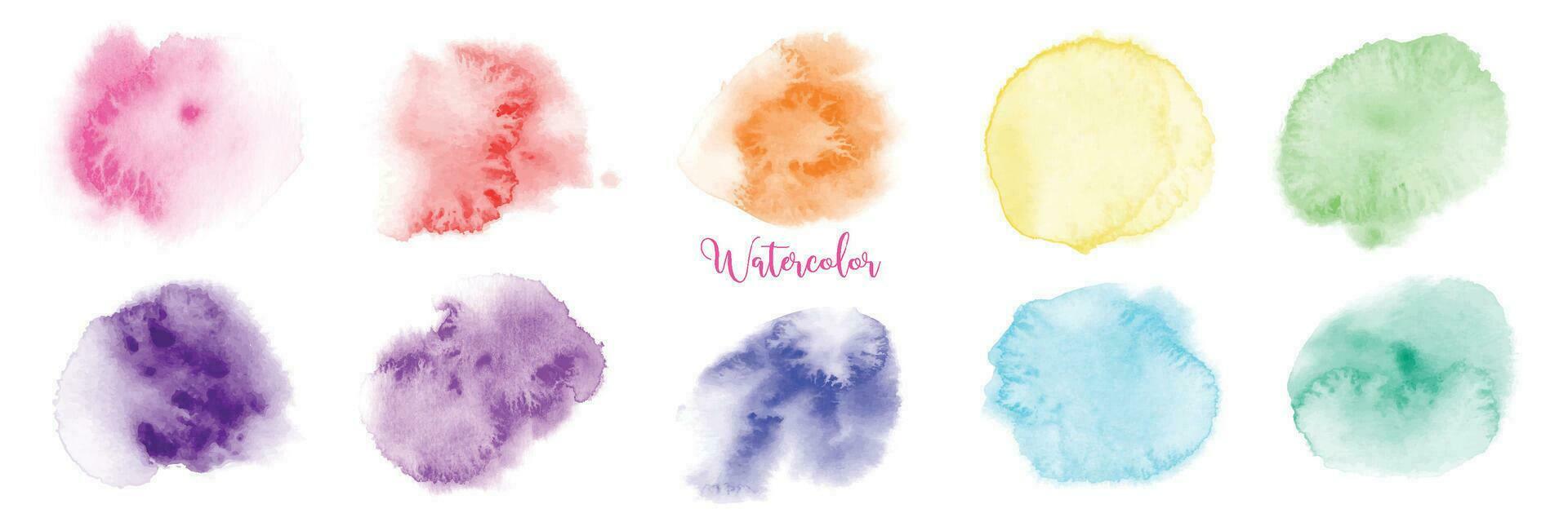 Hand gezeichnet Regenbogen Aquarell Farbe Bürste einstellen vektor