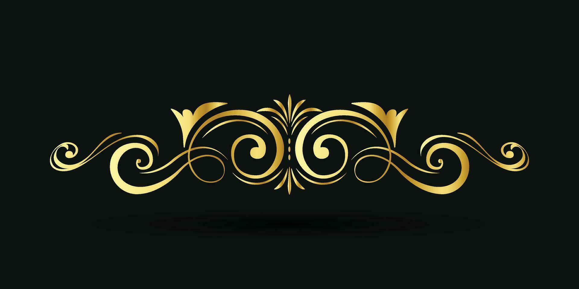 dekorativ guld titel ram isolerat på mörk grön Färg bakgrund klassisk prydnad vektor