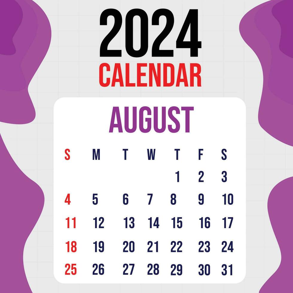 Kalender 2024 bunt Vorlage Design vektor