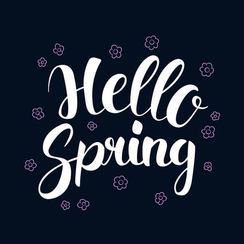 Hallo Frühling, Kalligraphiesaison-Fahnendesign, Illustration vektor