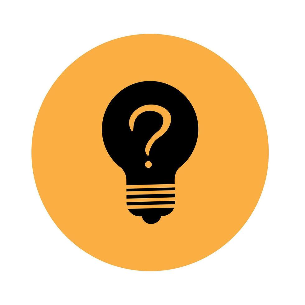 ljus Glödlampa ikon med fråga mark på orange bakgrund vektor