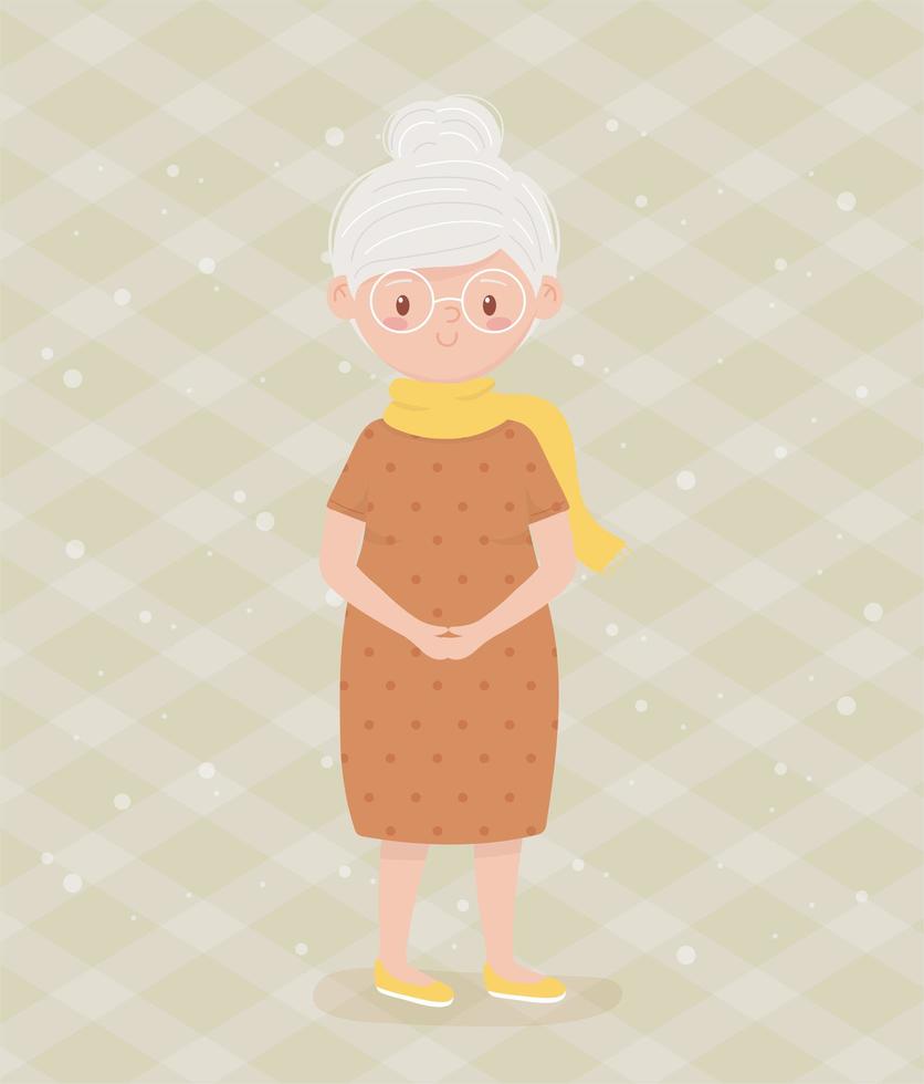 gamla människor, äldre kvinna mormor, mogen person seriefigur vektor