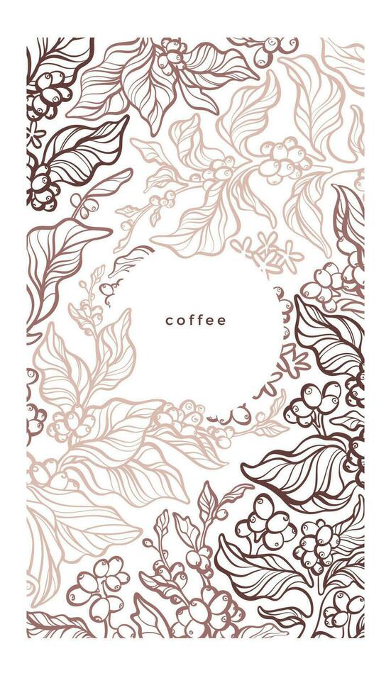Kaffee Pflanze. Vektor Grafik Zweig, Blätter, Bohnen
