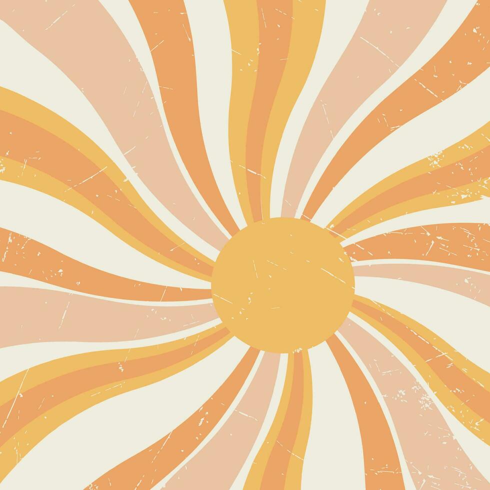 retro horizontal Hintergrund. blass Orange und Beige Farbe alt Textur. Vektor Illustration. Hintergrund mit Sonnenstrahlen. alt Papier Illustration. Vektor Illustration