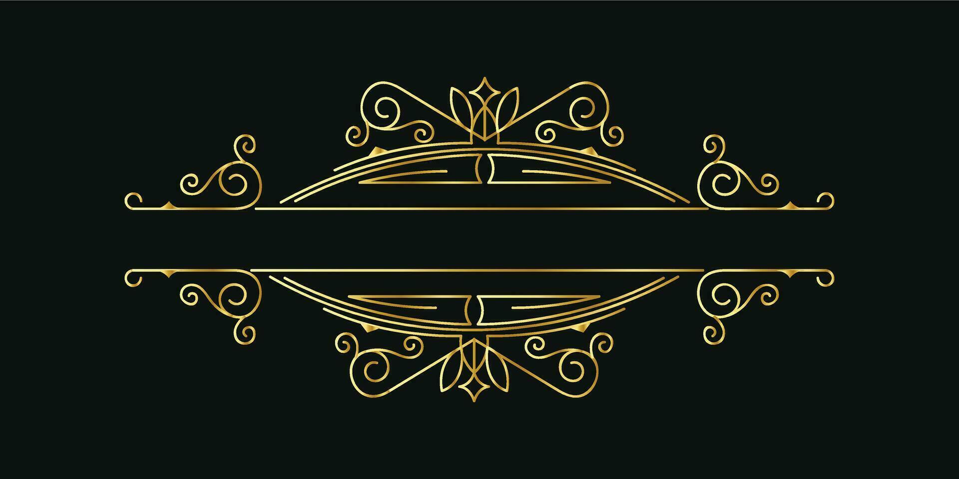 dekorativ guld titel ram isolerat på mörk grön Färg bakgrund klassisk prydnad vektor