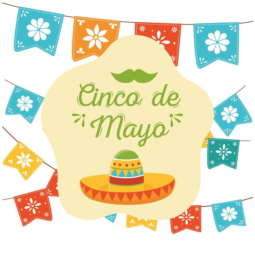 Cinco de Mayo Hut traditionelle Wimpel mexikanische Feier vektor