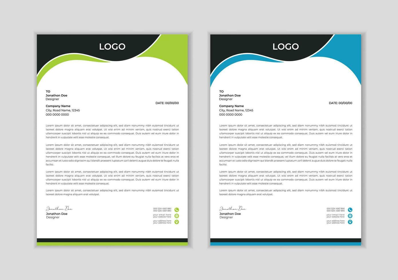 modern företags- brev mall design. kreativ och professionell företag stil brev design mall. brev mall i platt stil fri vektor. vektor