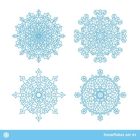 Schneeflockenvektorsymbole, Weihnachtsschneeikonen eingestellt vektor