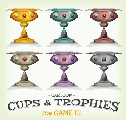 Vinnare Trophies And Cups För Spel UI vektor