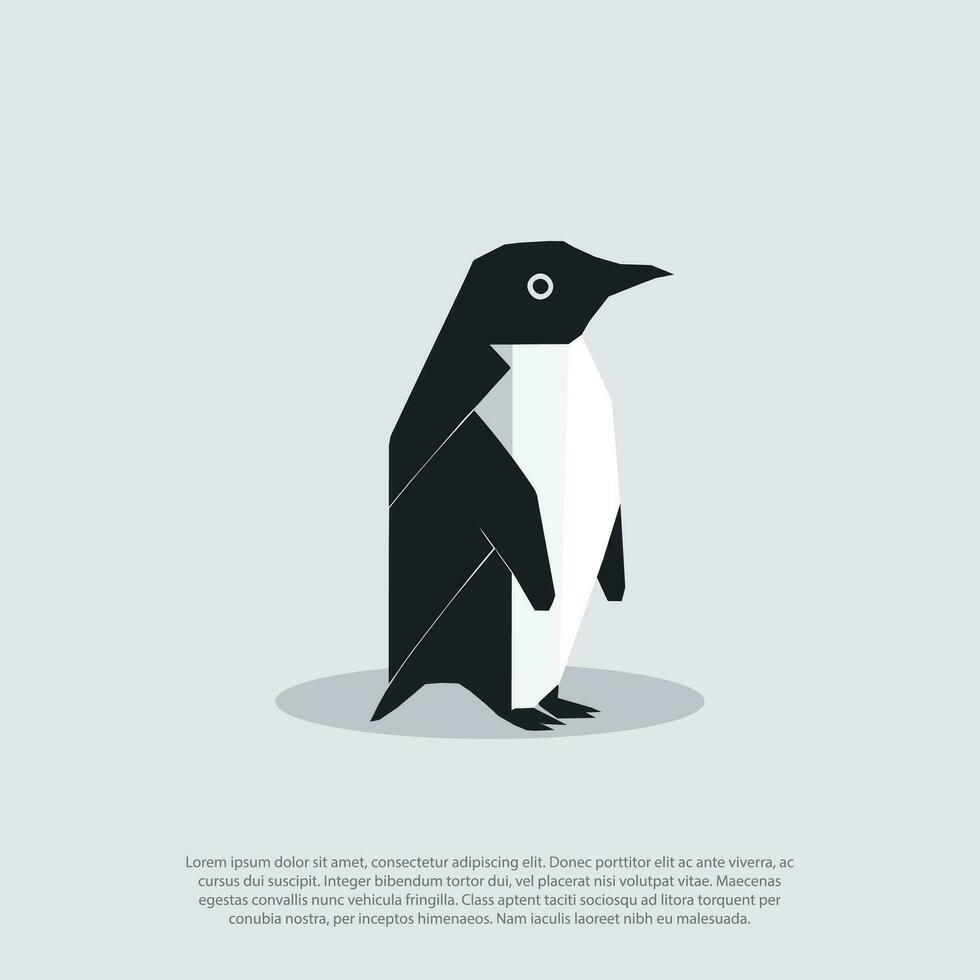 enkel pingvin logotyp abstrakt geometrisk linje vektor design, minimal och enkel översikt ikon. låg poly, polygonal, Nej kurva, för skjorta, djur- böcker