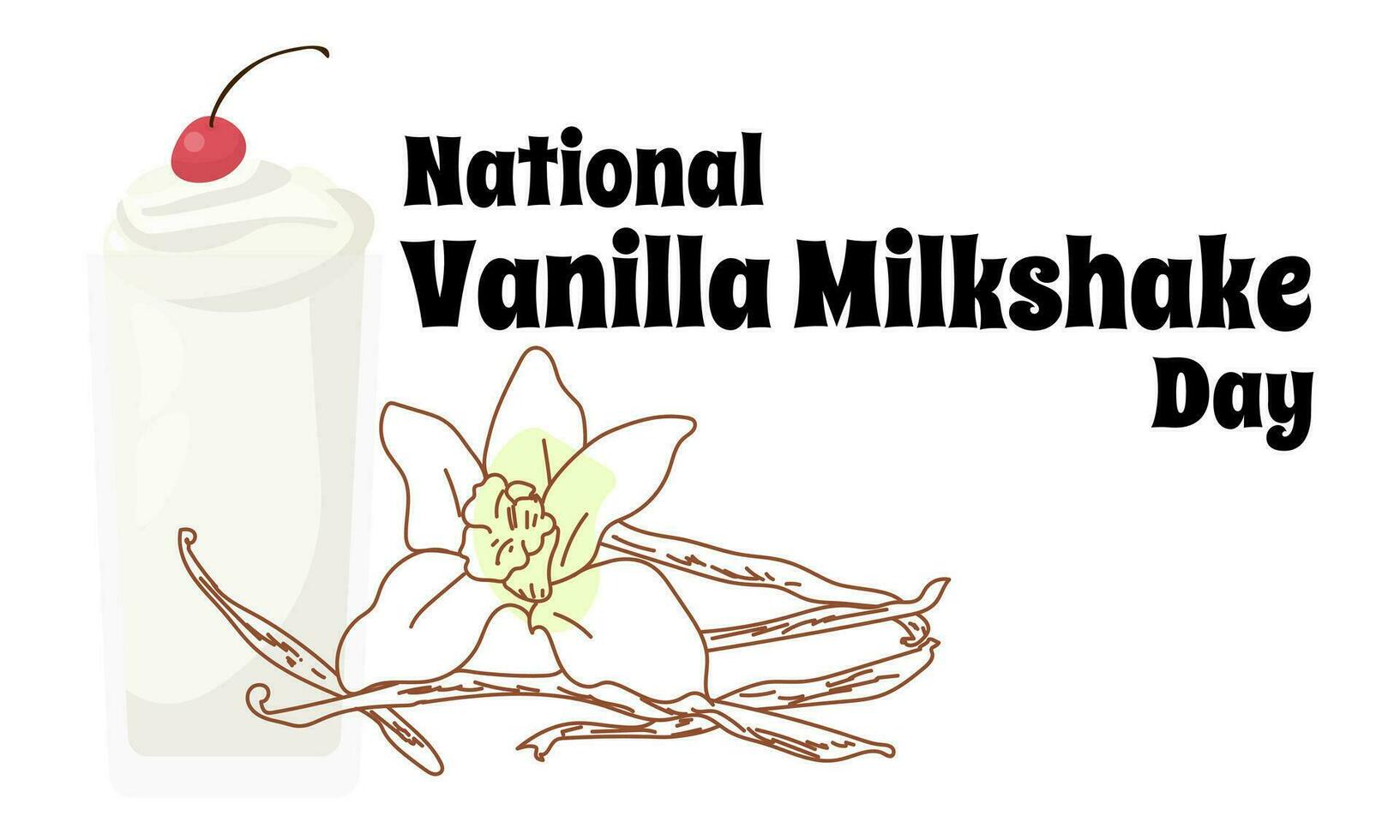 nationell vanilj milkshake dag, aning för en horisontell affisch, baner, flygblad, vykort eller meny design vektor