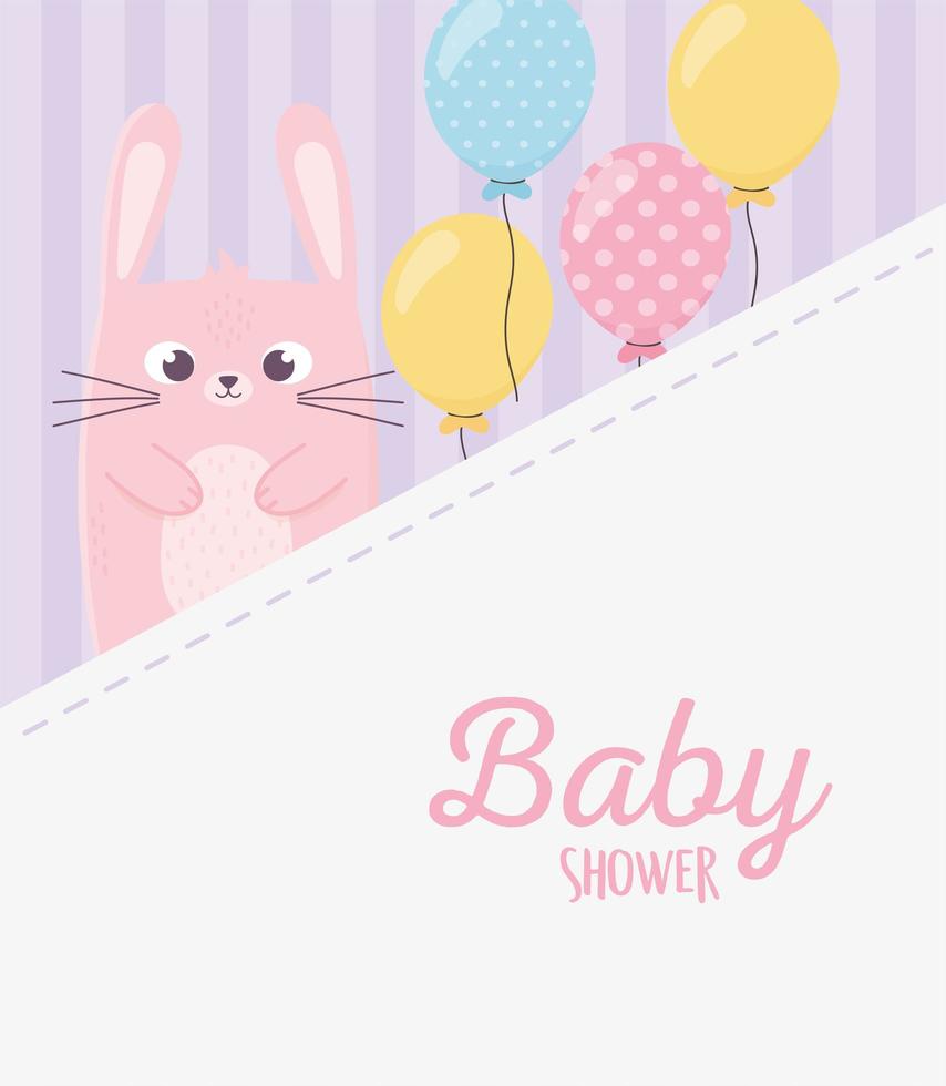 Babyparty, Kaninchen mit Ballonstreifenhintergrund vektor
