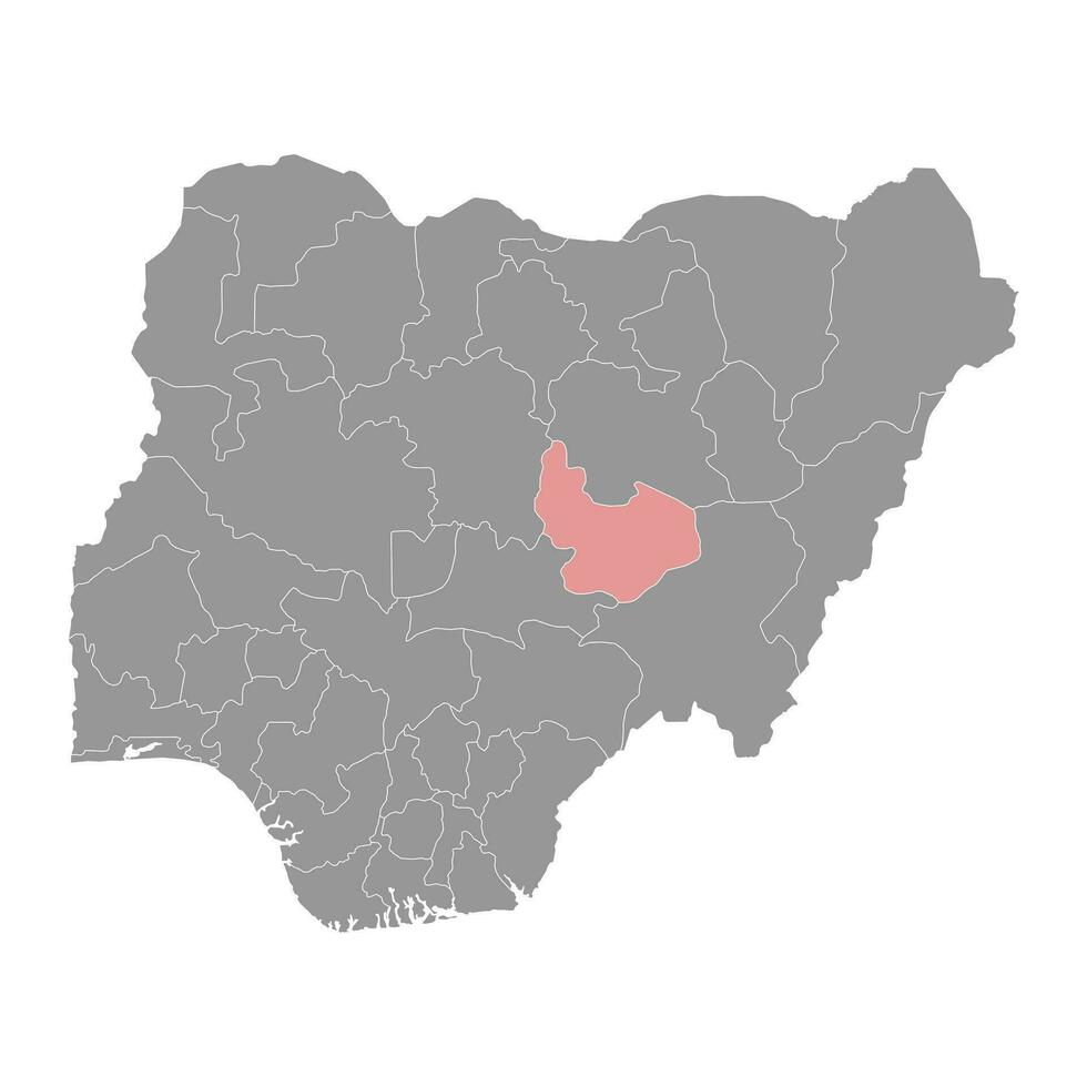 Plateau Zustand Karte, administrative Aufteilung von das Land von Nigeria. Vektor Illustration.