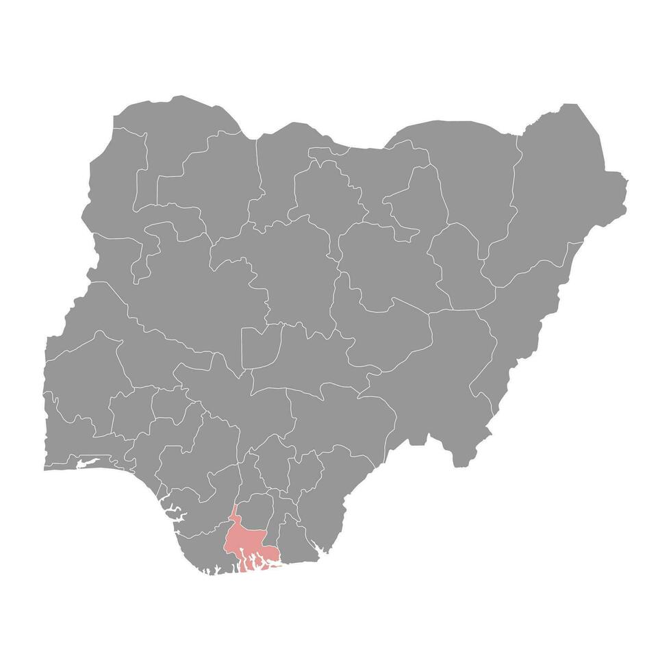 floder stat Karta, administrativ division av de Land av nigeria. vektor illustration.