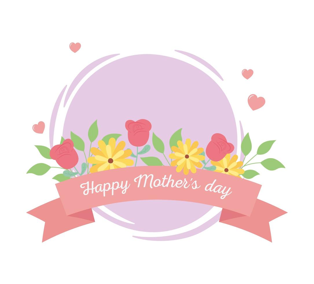 Alles Gute zum Muttertag, Schriftzug Blumen Blumenband Label vektor