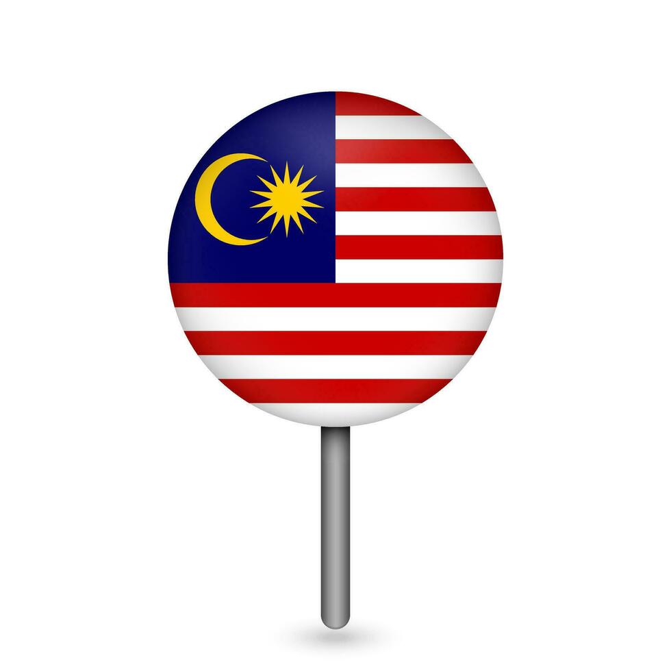 Kartenzeiger mit Land Malaysia. Malaysia-Flagge. Vektor-Illustration. vektor