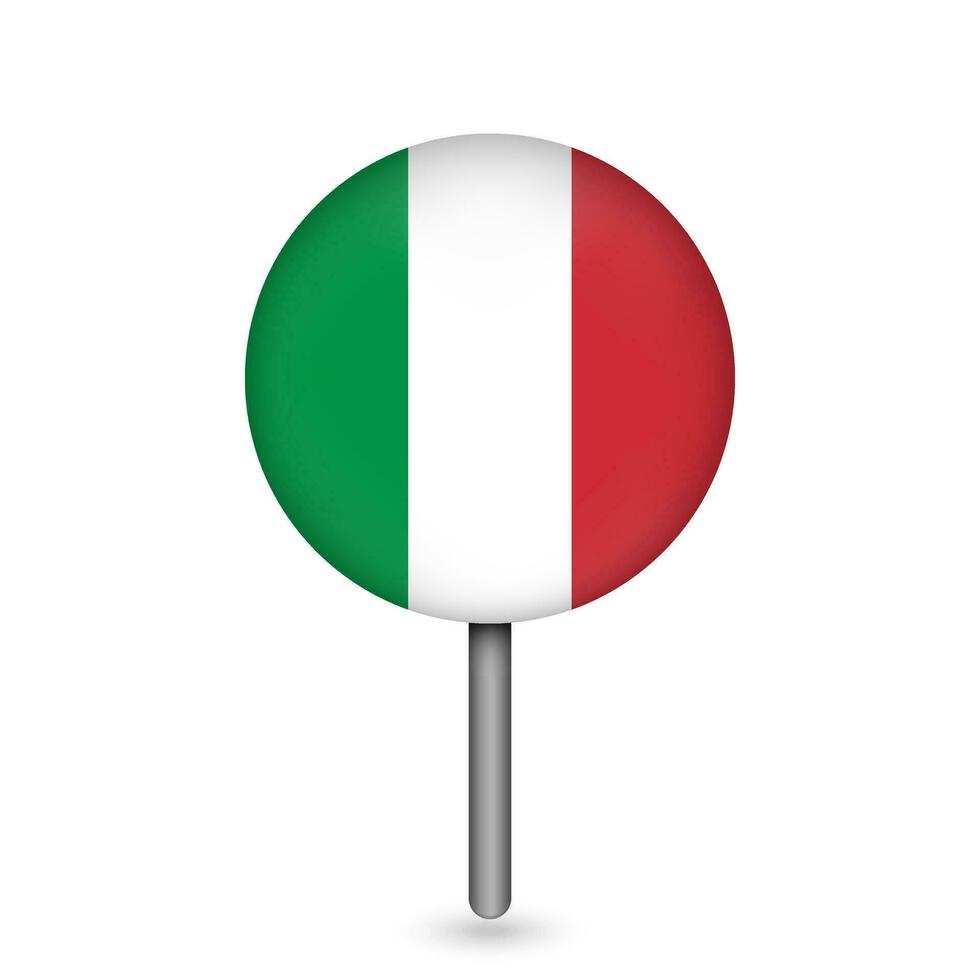 kartpekare med kontinent Italien. Italiens flagga. vektor illustration.
