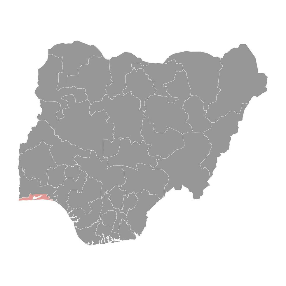Lagos Zustand Karte, administrative Aufteilung von das Land von Nigeria. Vektor Illustration.